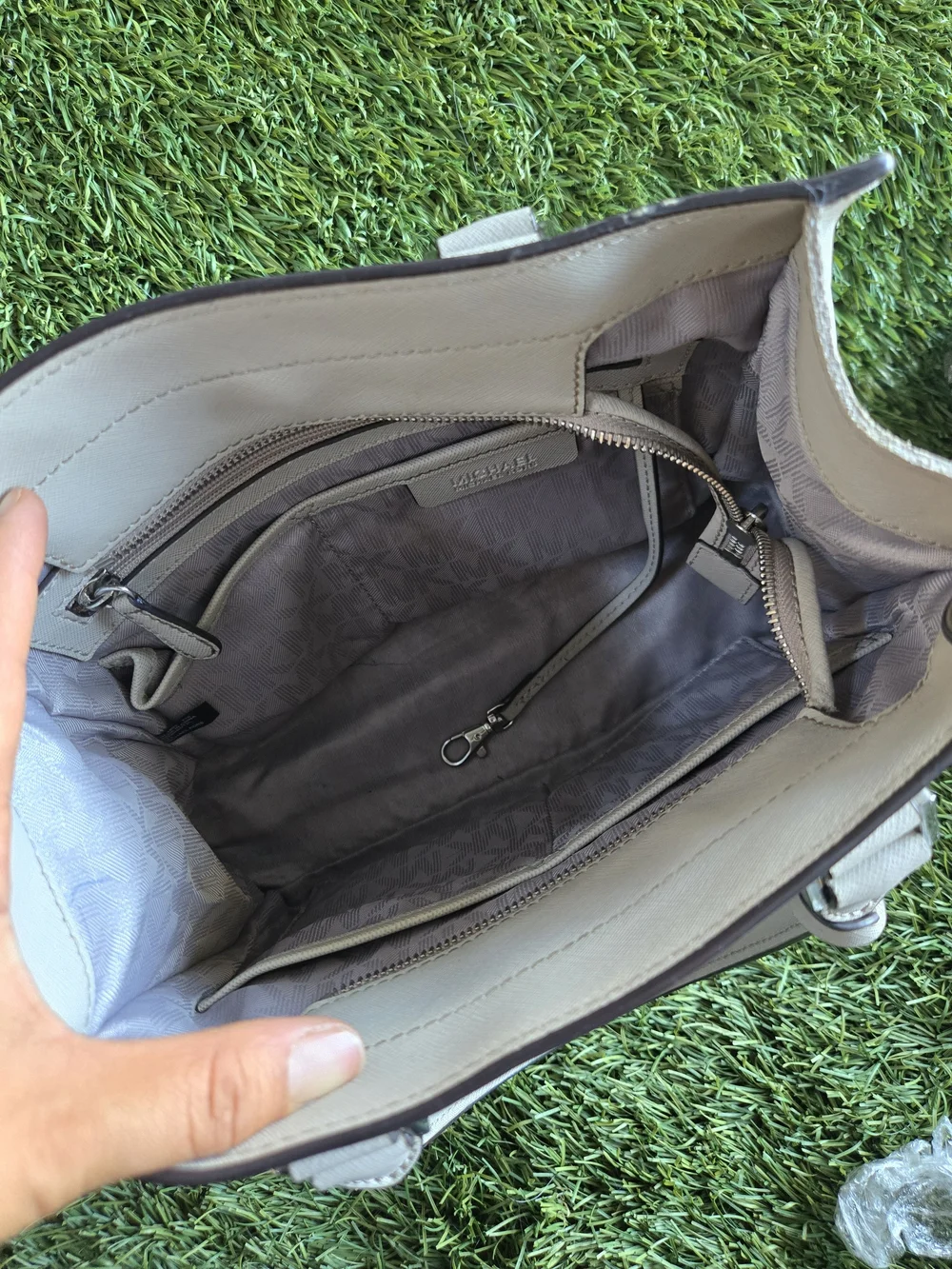 Grey Structured Top-Handle Satchel Bag